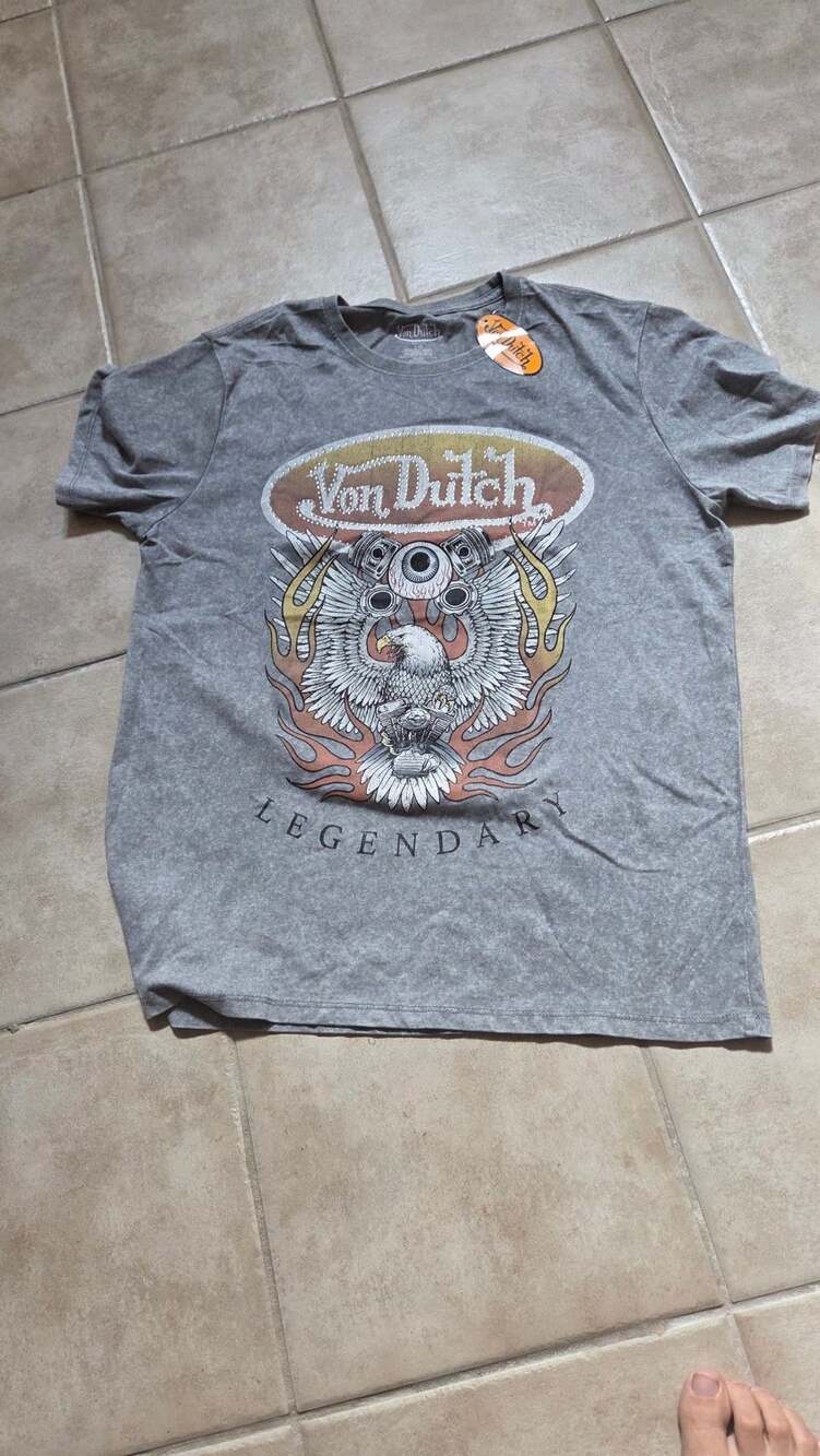Von Dutch Eagle Skull Legendary Graphic Mineral Wash T-Shirt